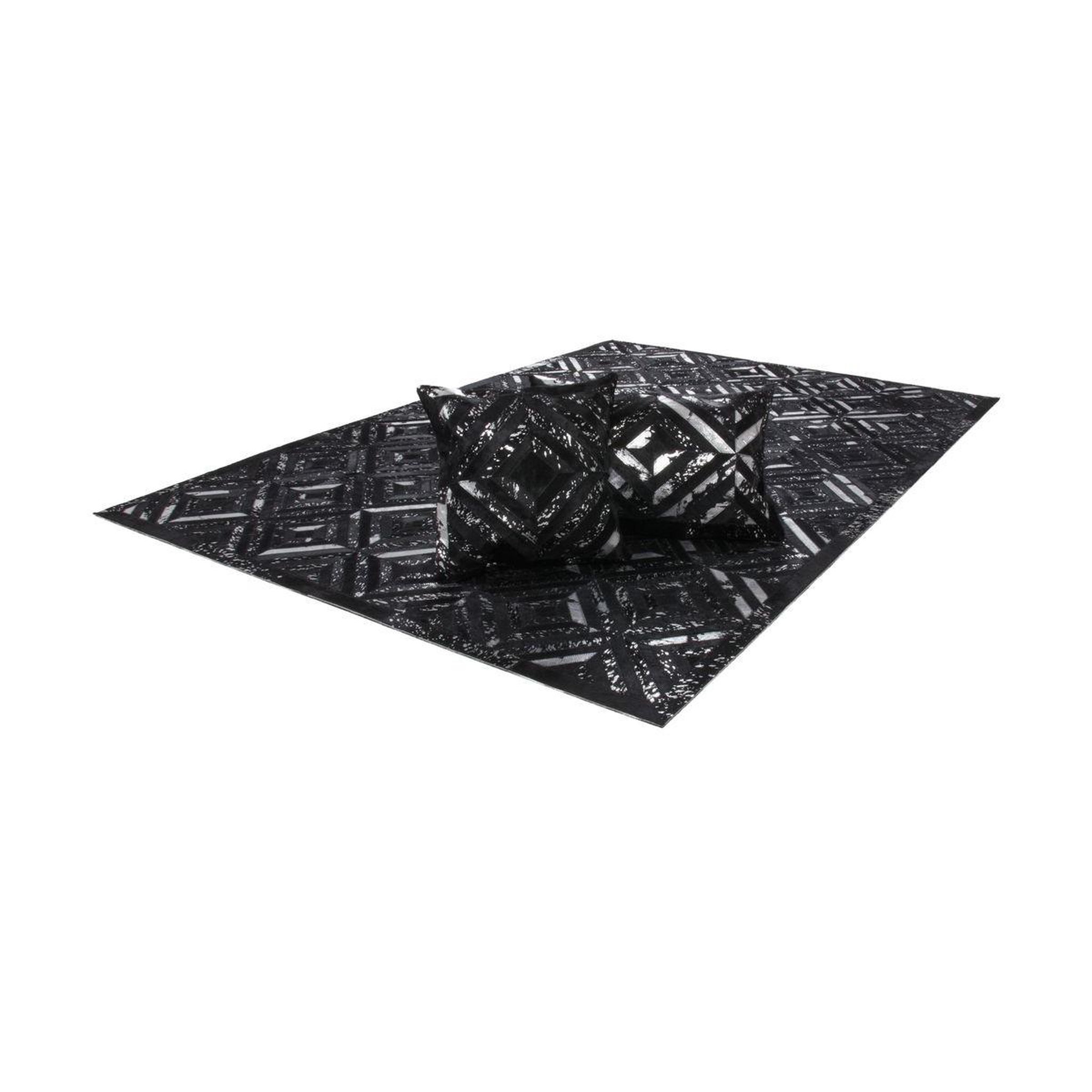 Voir la diapositive 4 : Paris Prix Tapis en cuir fait main  spark  noir & argent