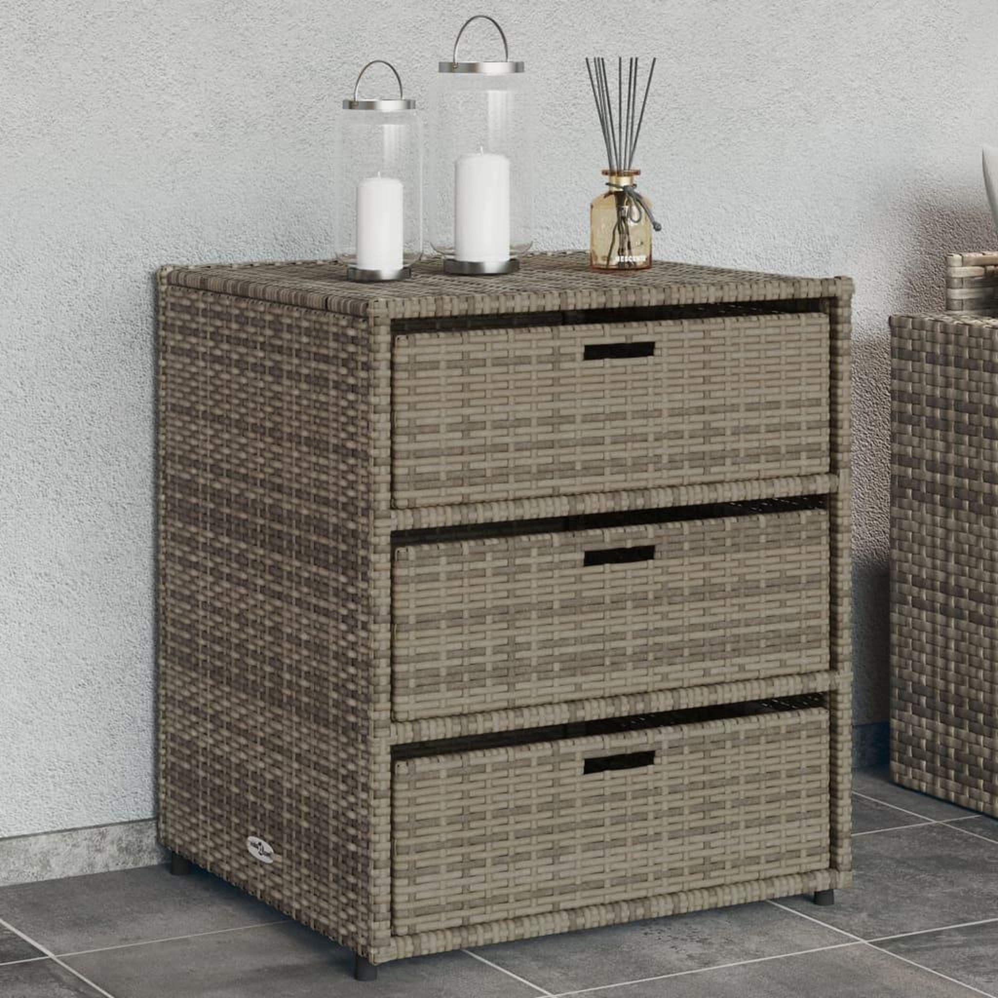 VIDAXL Armoire de rangement de jardin gris 55x59x69 cm resine tressee
