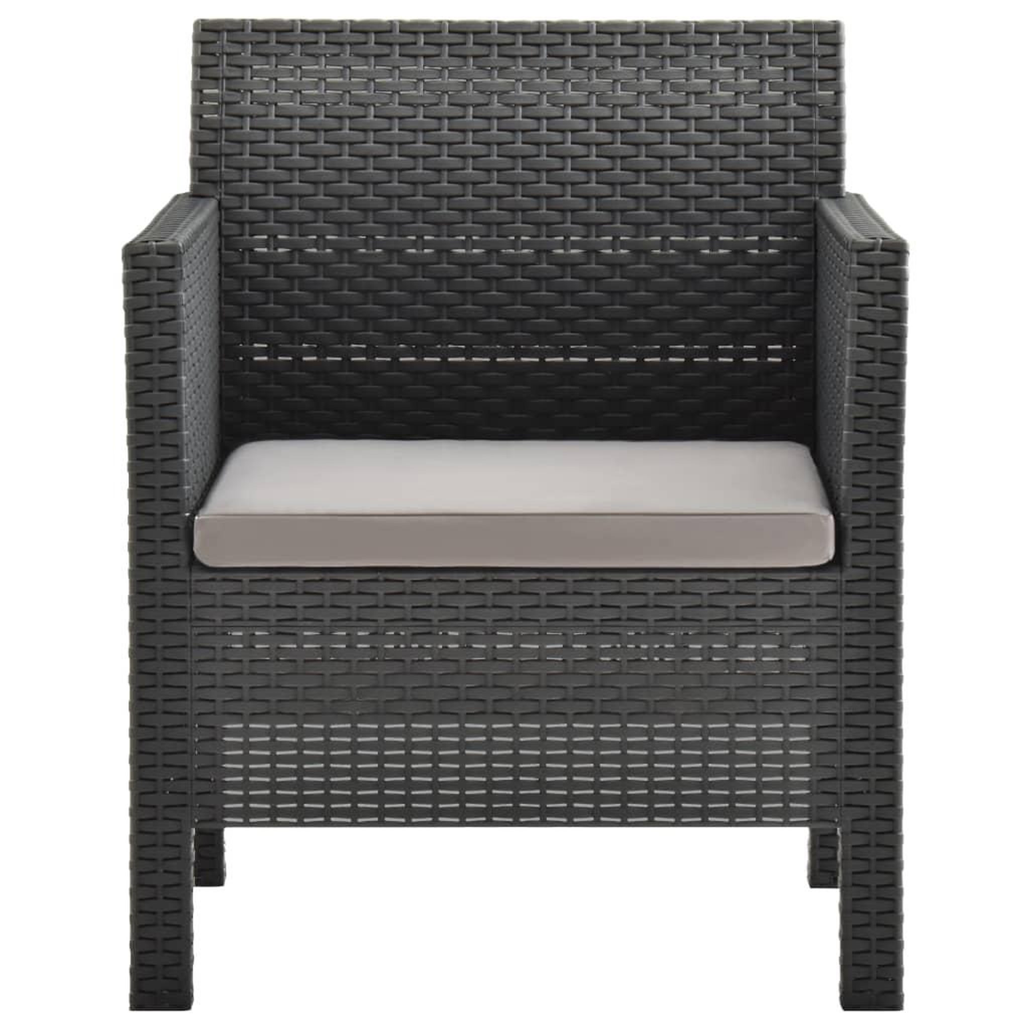 Voir la diapositive 4 : VIDAXL Salon de jardin 3 pcs avec coussins pp rotin anthracite