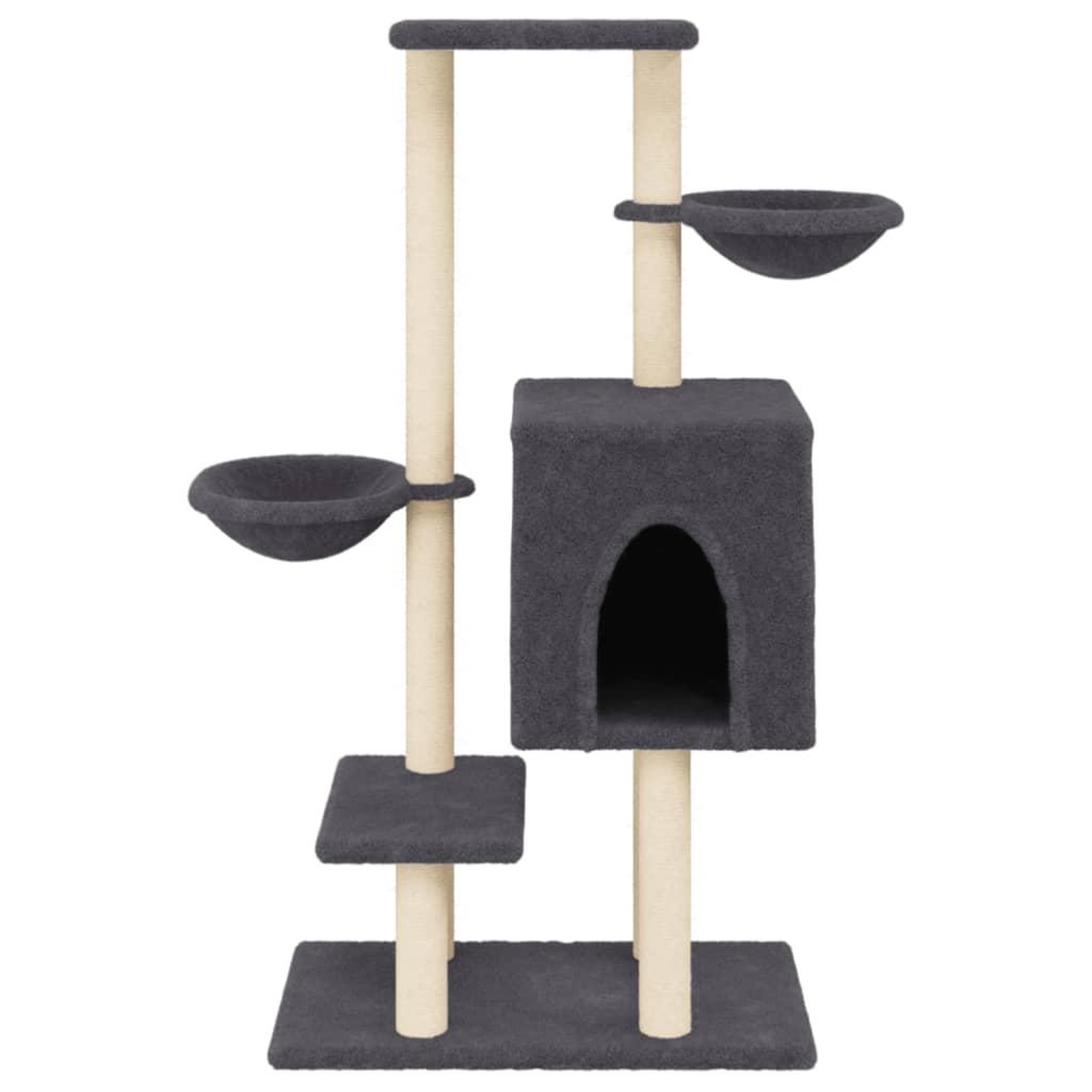 Voir la diapositive 4 : VIDAXL Arbre a chat avec griffoirs en sisal gris fonce 117 cm