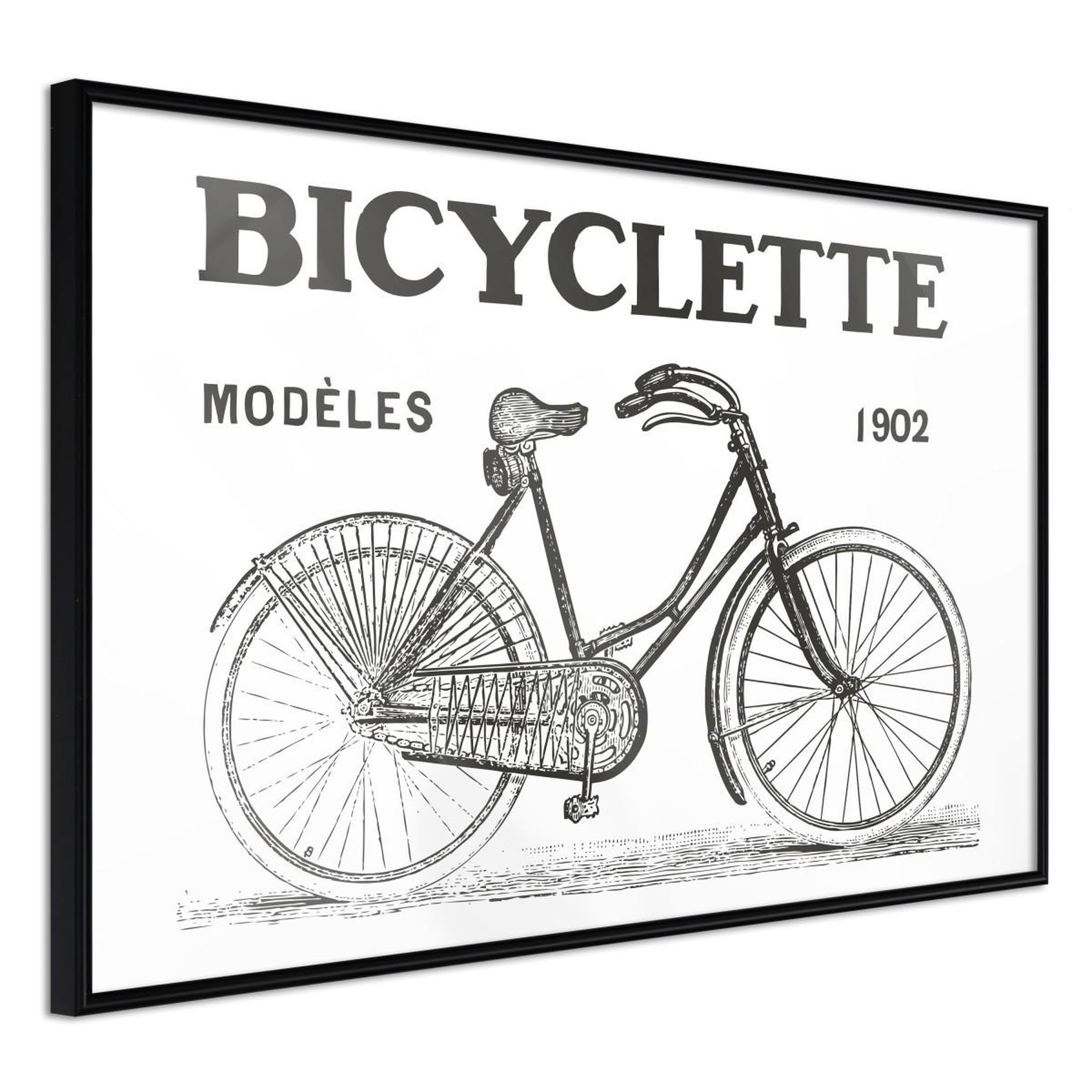 Paris Prix Affiche murale encadrée  bicyclette. Coloris disponibles : Noir, Jaune