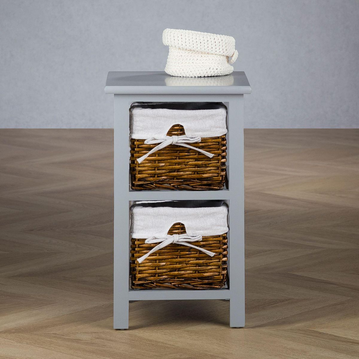 IDIMEX Table de chevet NOKOMIS avec 2 paniers en bois