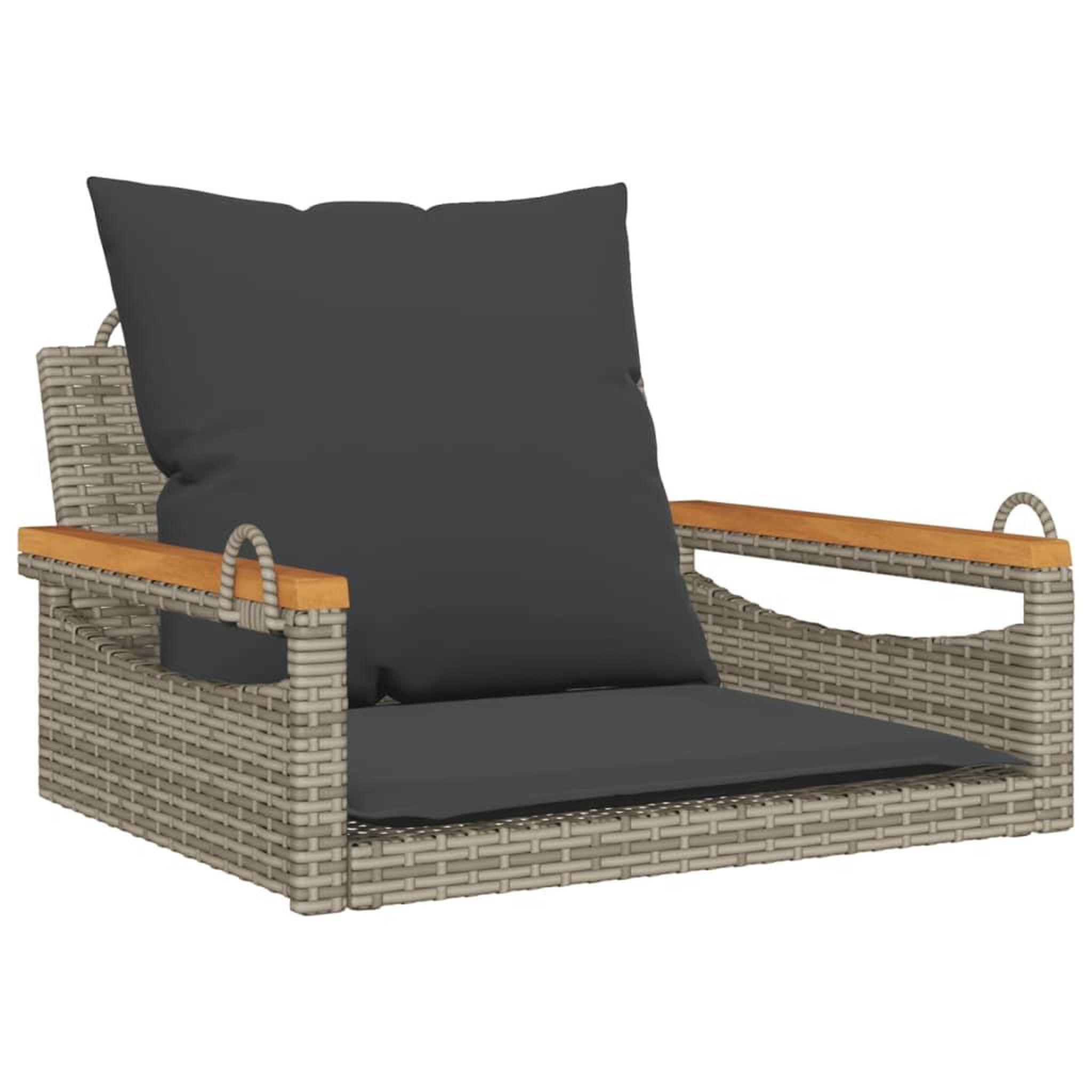 Voir la diapositive 2 : VIDAXL Balancelle avec coussins gris 63x62x40 cm resine tressee