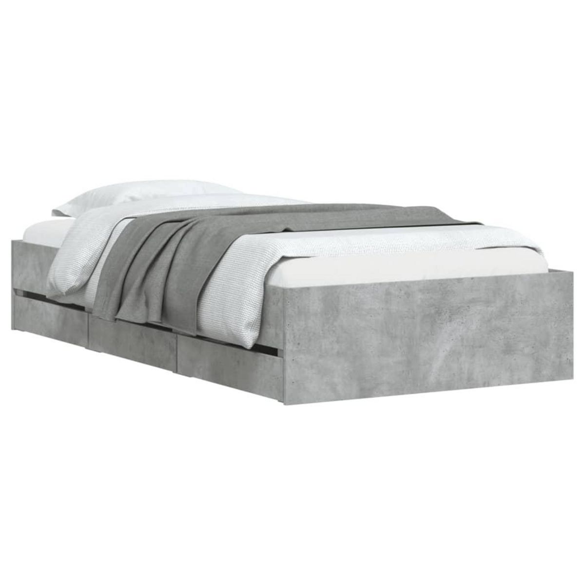 VIDAXL Cadre de lit avec tiroirs sans matelas gris beton 90x200 cm