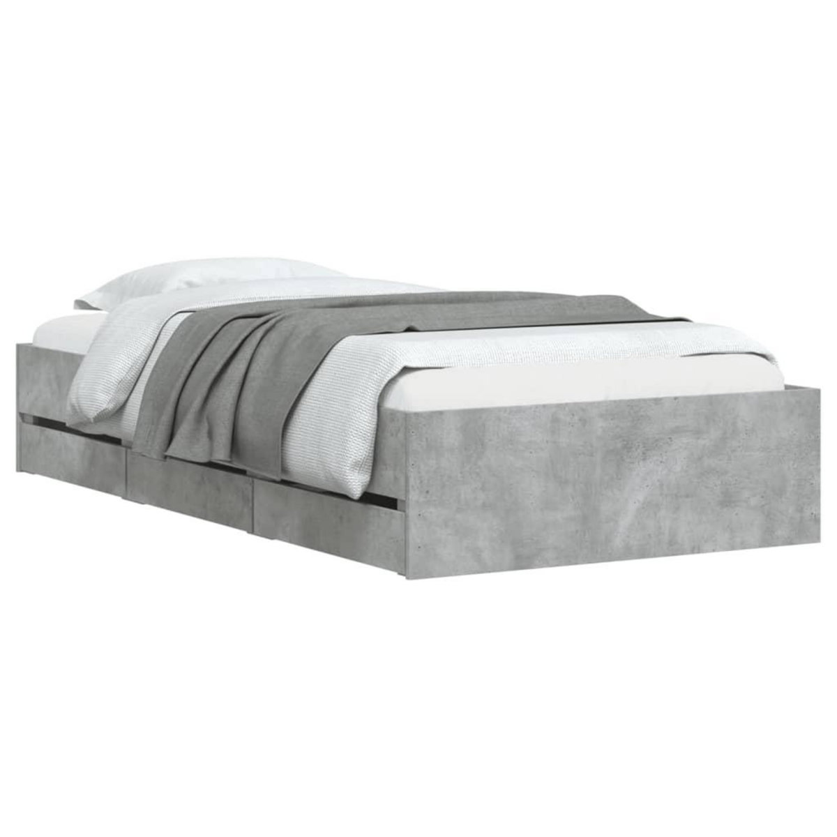 VIDAXL Cadre de lit avec tiroirs sans matelas gris beton 90x200 cm