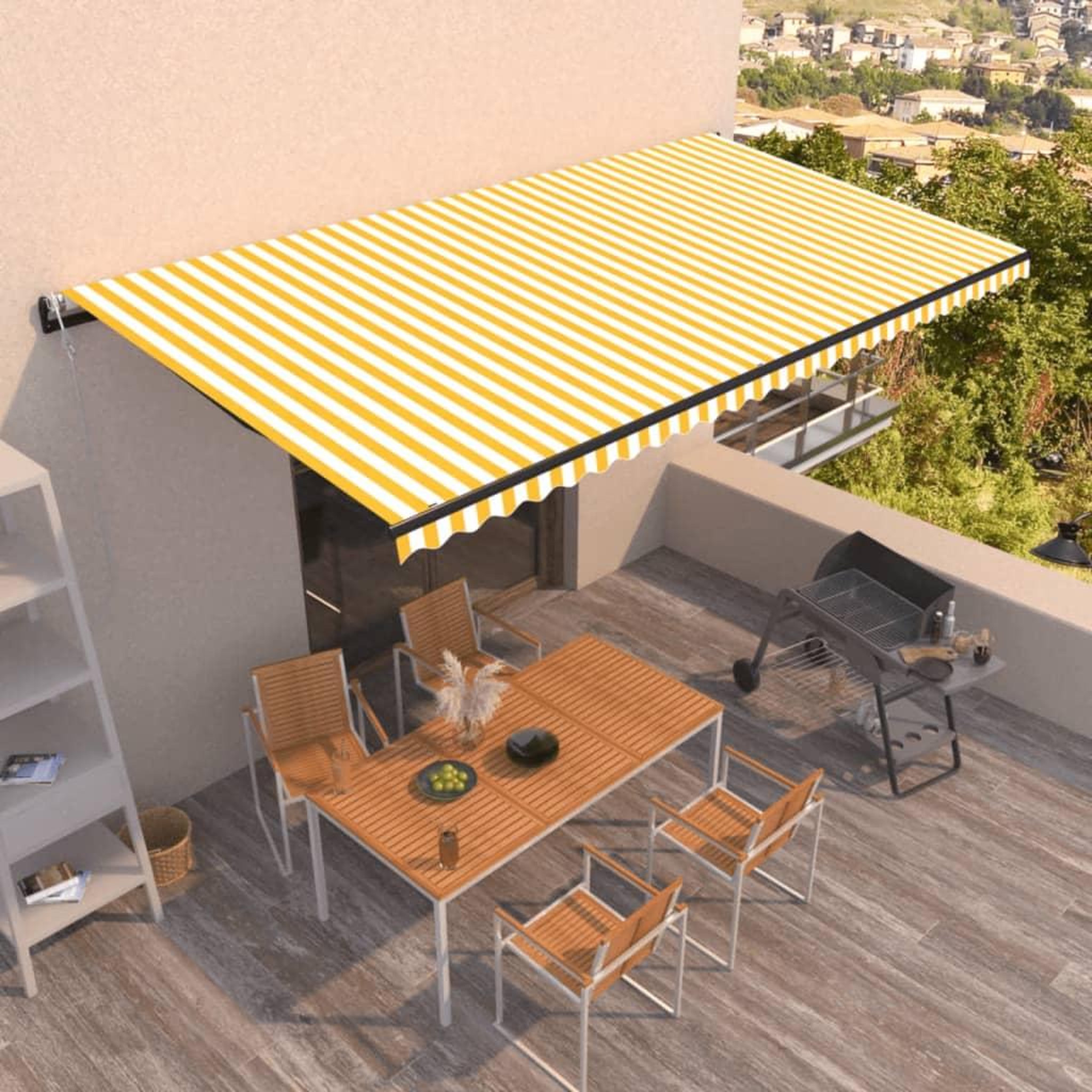 VIDAXL Auvent retractable automatique 600x350 cm Jaune et blanc