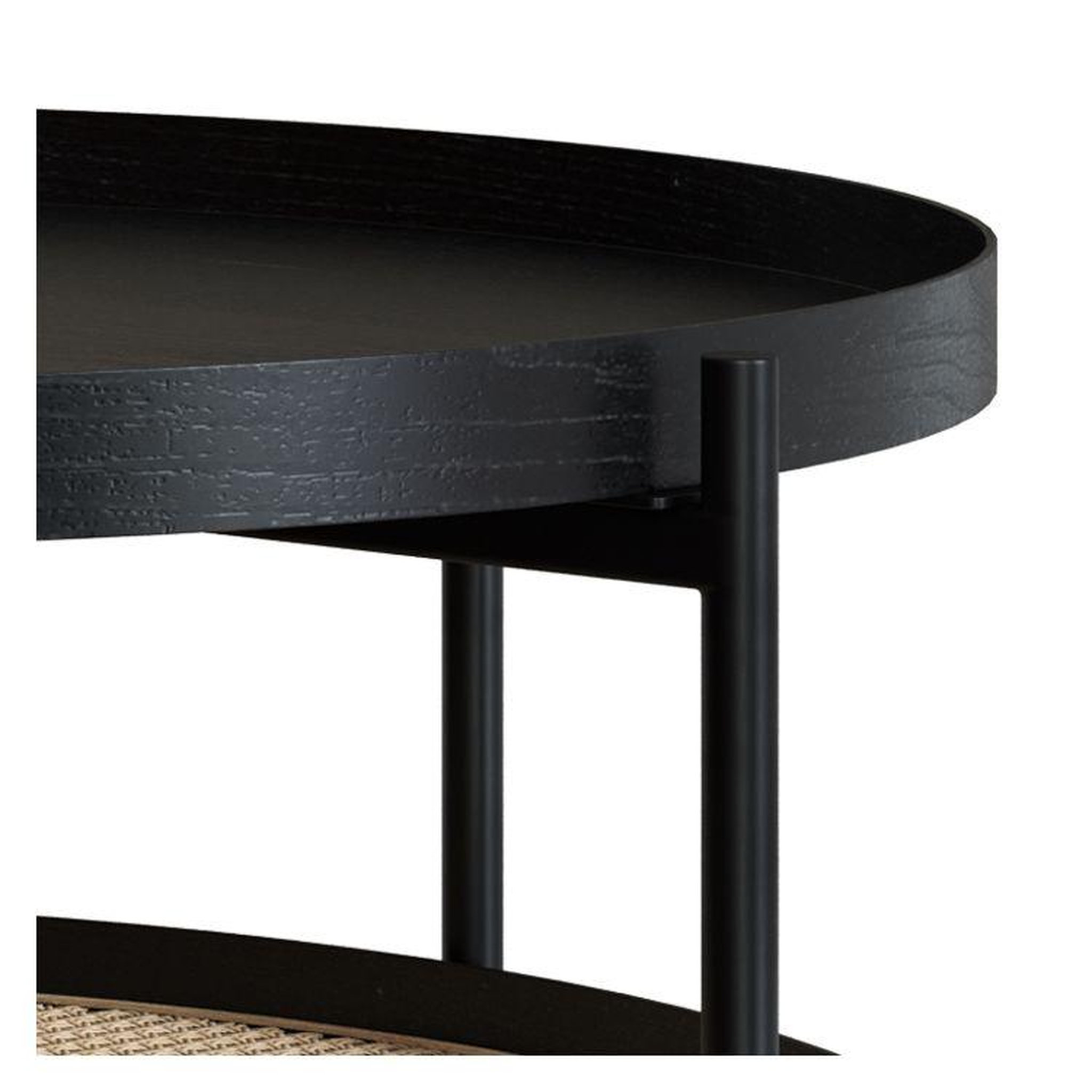 Voir la diapositive 3 : MAISON PAVANE Table basse en cannage et bois de mindi noir d84 cm-lukut