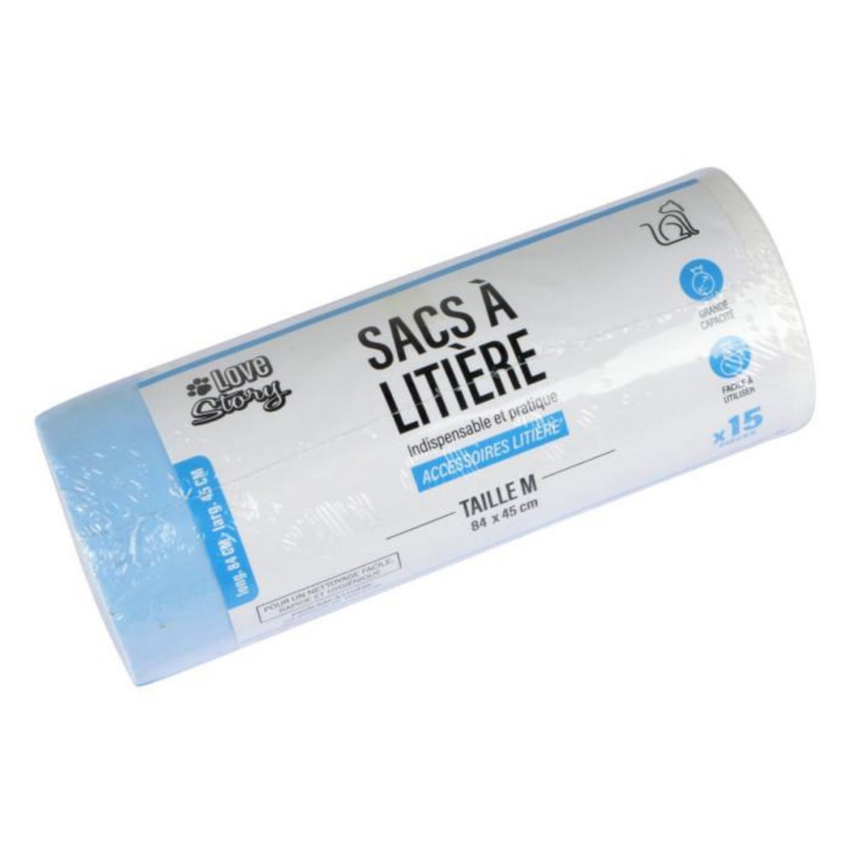 Paris Prix Lot de 15 Sacs à Litière  Poignées  84cm Transparent