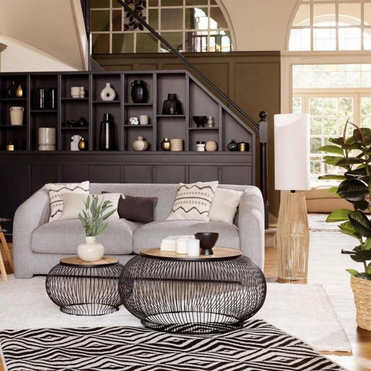 ATMOSPHERA Canapé 3 Places Convertible  Guppy  198cm Gris