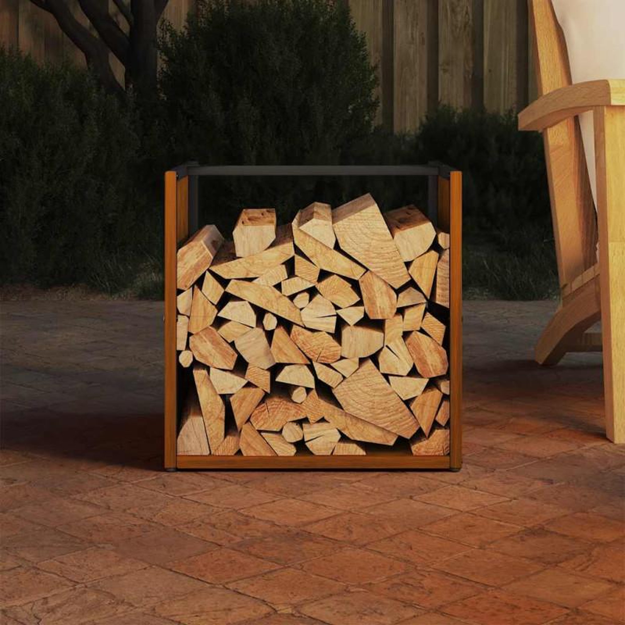Voir la diapositive 3 : VIDAXL Étagère à bois 40x40x40 cm acier résistant aux intempéries