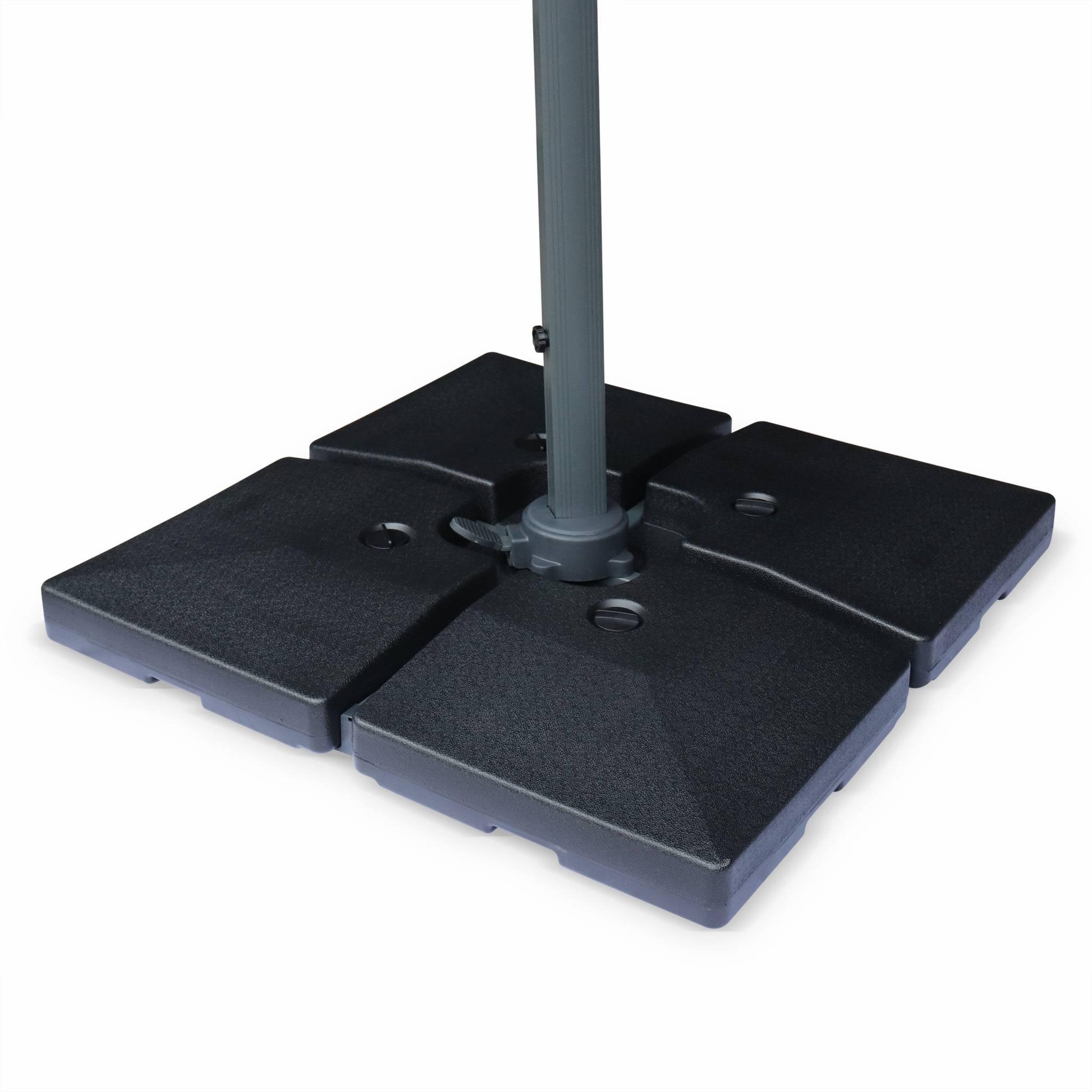 Voir la diapositive 1 : SWEEEK Lot de 4 dalles carrées 51.5x51.5cm à lester - Pour parasol déporté avec pied type  croix . base. socle. poids