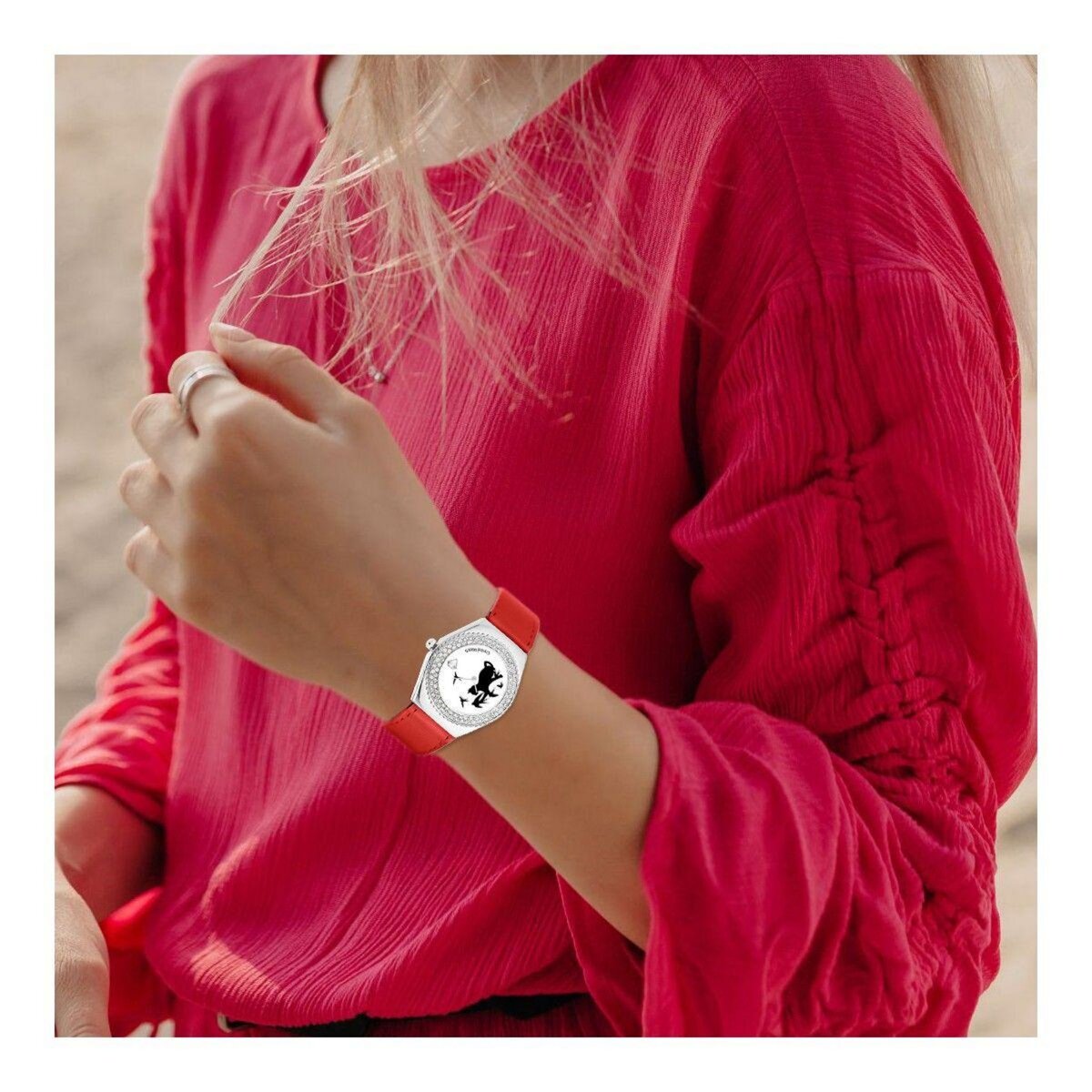 SC CRYSTAL Montre Alysson chat à mouvement tournant SC Crystal ornée de Cristaux scintillants