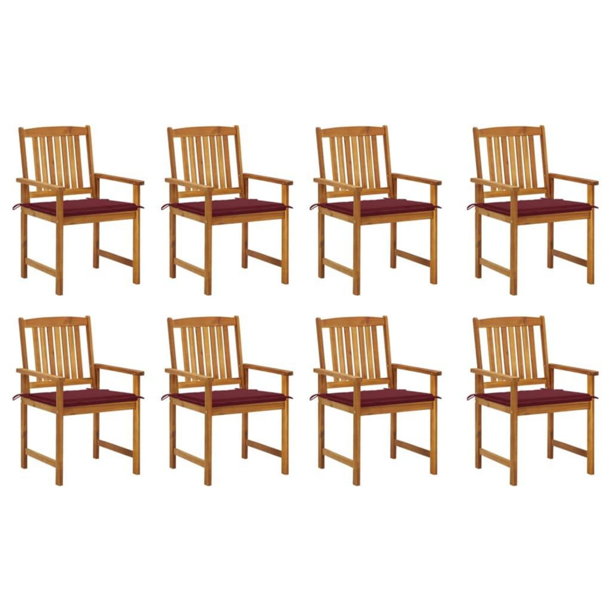 VIDAXL Chaises de jardin avec coussins lot de 8 Bois d'acacia solide