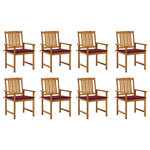 VIDAXL Chaises de jardin avec coussins lot de 8 Bois d'acacia solide