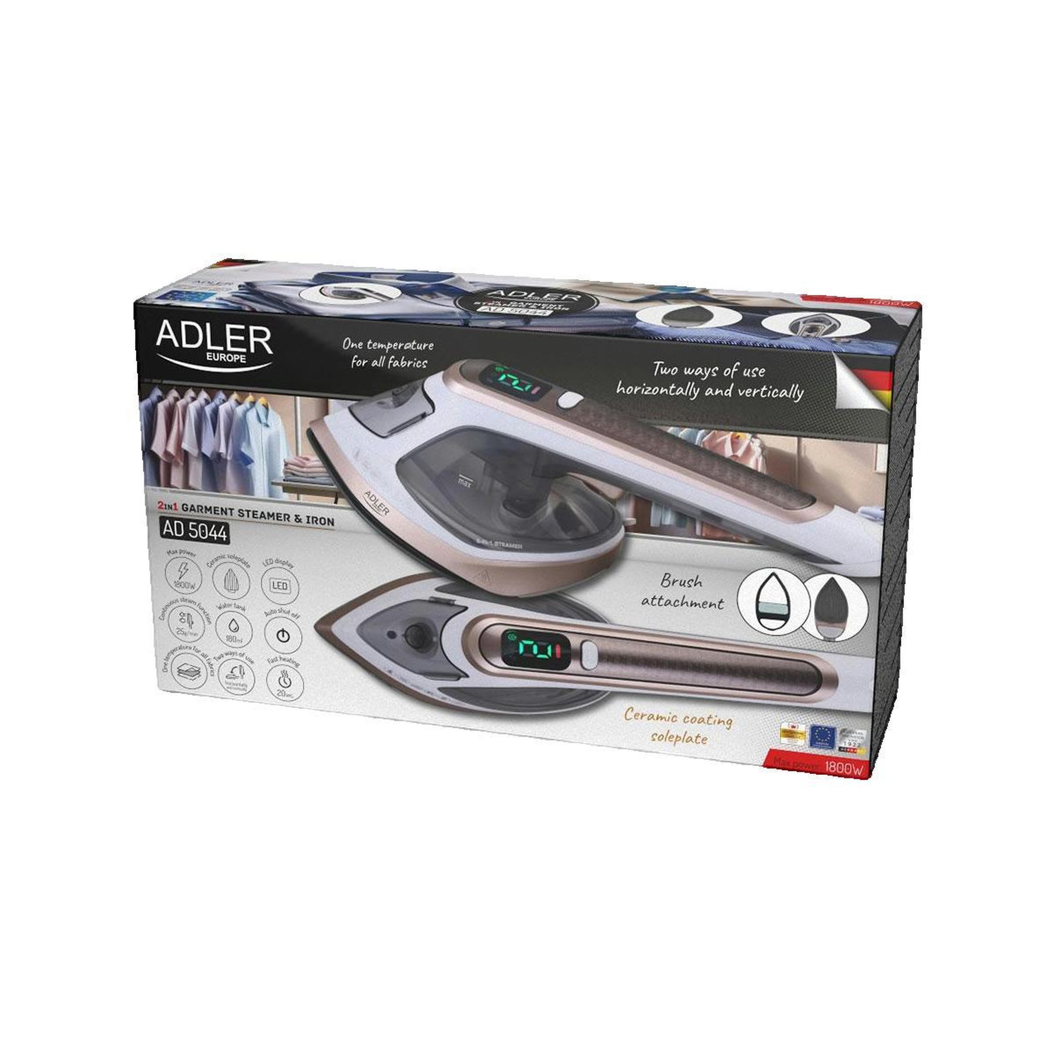 Voir la diapositive 3 : ADLER Défroisseur vapeur vertical Adler AD 5044 blanc