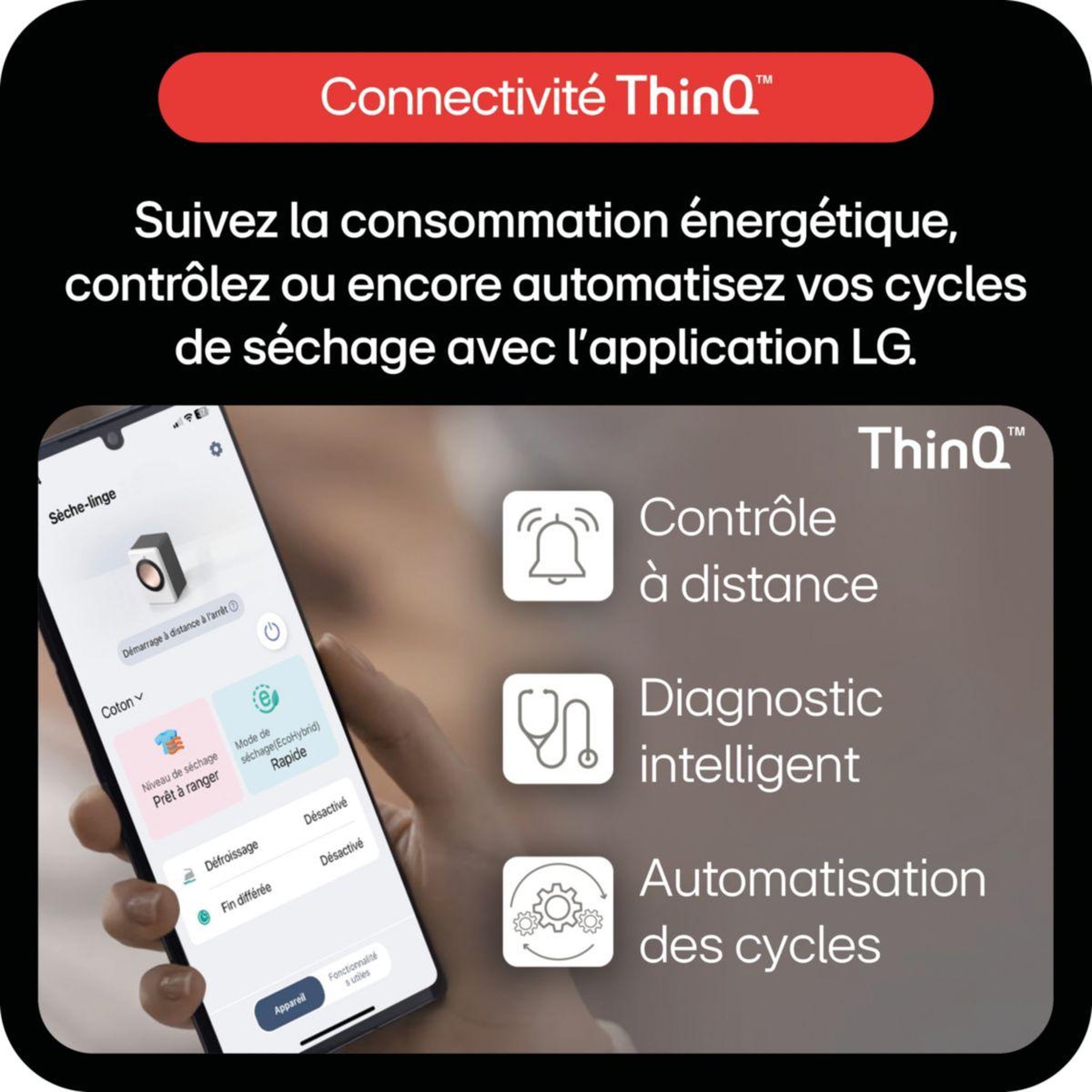 Voir la diapositive 4 : LG Sèche linge pompe à chaleur RH9X76WH