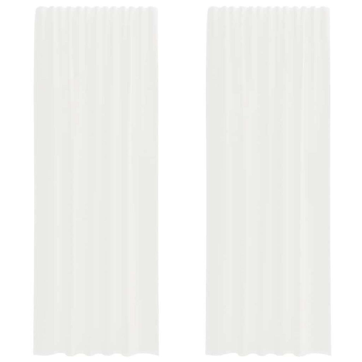 VIDAXL Rideaux en voile avec boucles 2 pcs blanc 140x260 cm