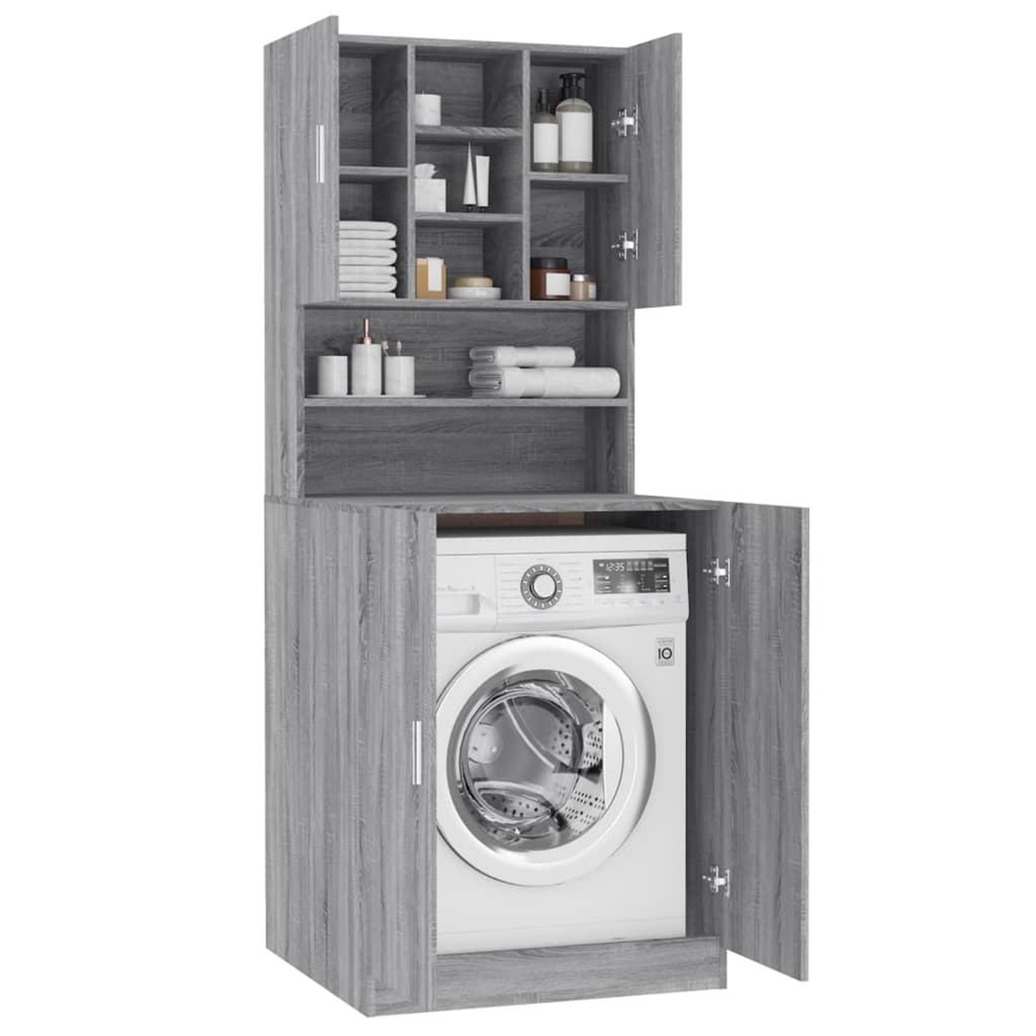 Voir la diapositive 4 : VIDAXL Armoire pour machine a laver Sonoma gris Bois d'ingenierie