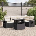 VIDAXL Salon de jardin 6 pcs avec coussins noir resine tressee