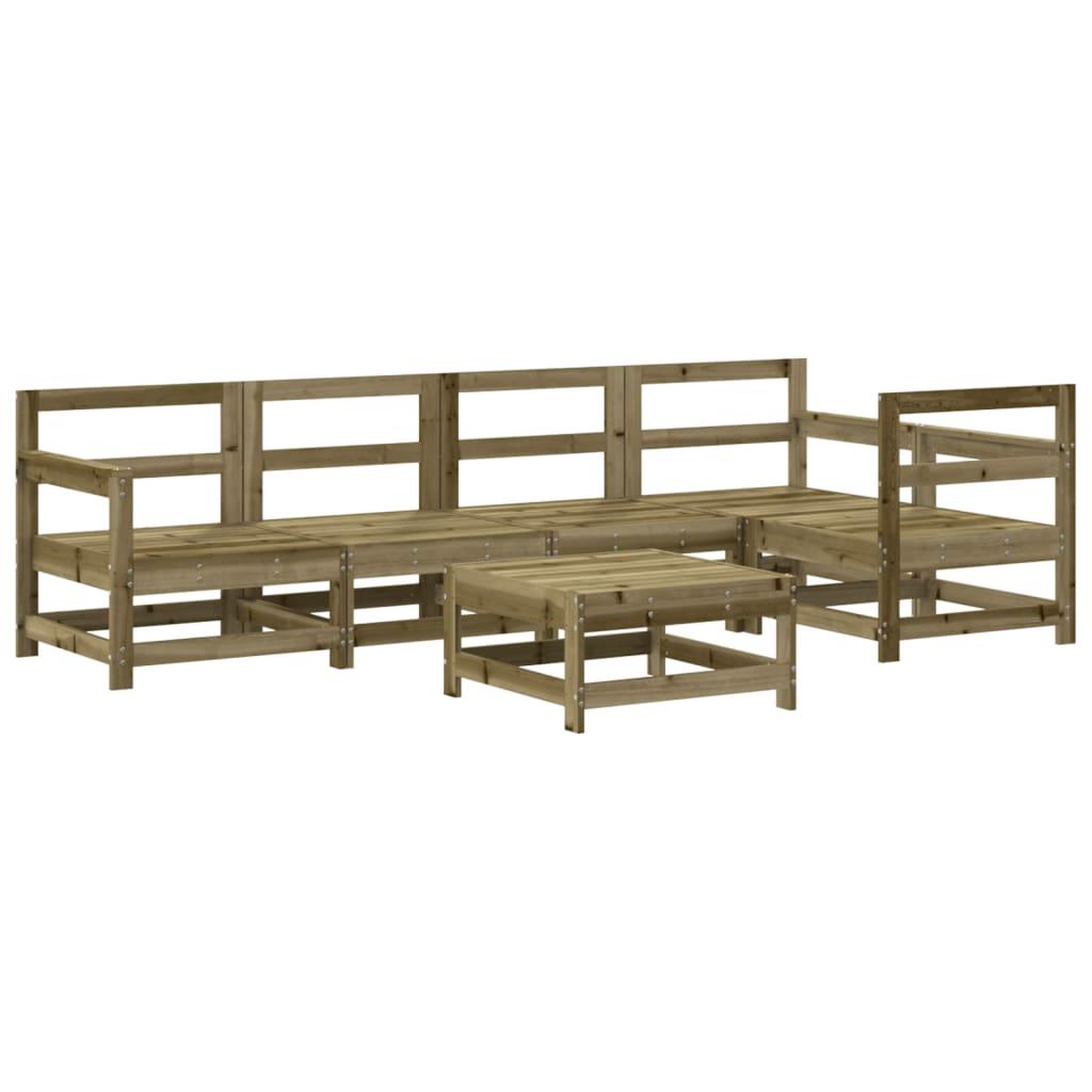 Voir la diapositive 2 : VIDAXL Salon de jardin 6 pcs bois de pin impregne