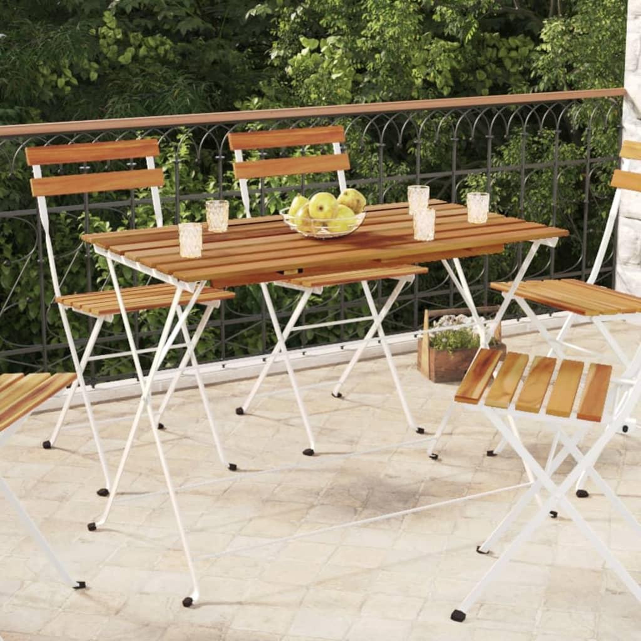Voir la diapositive 1 : VIDAXL Table de bistro pliante 100x54x71cm Bois acacia solide et acier