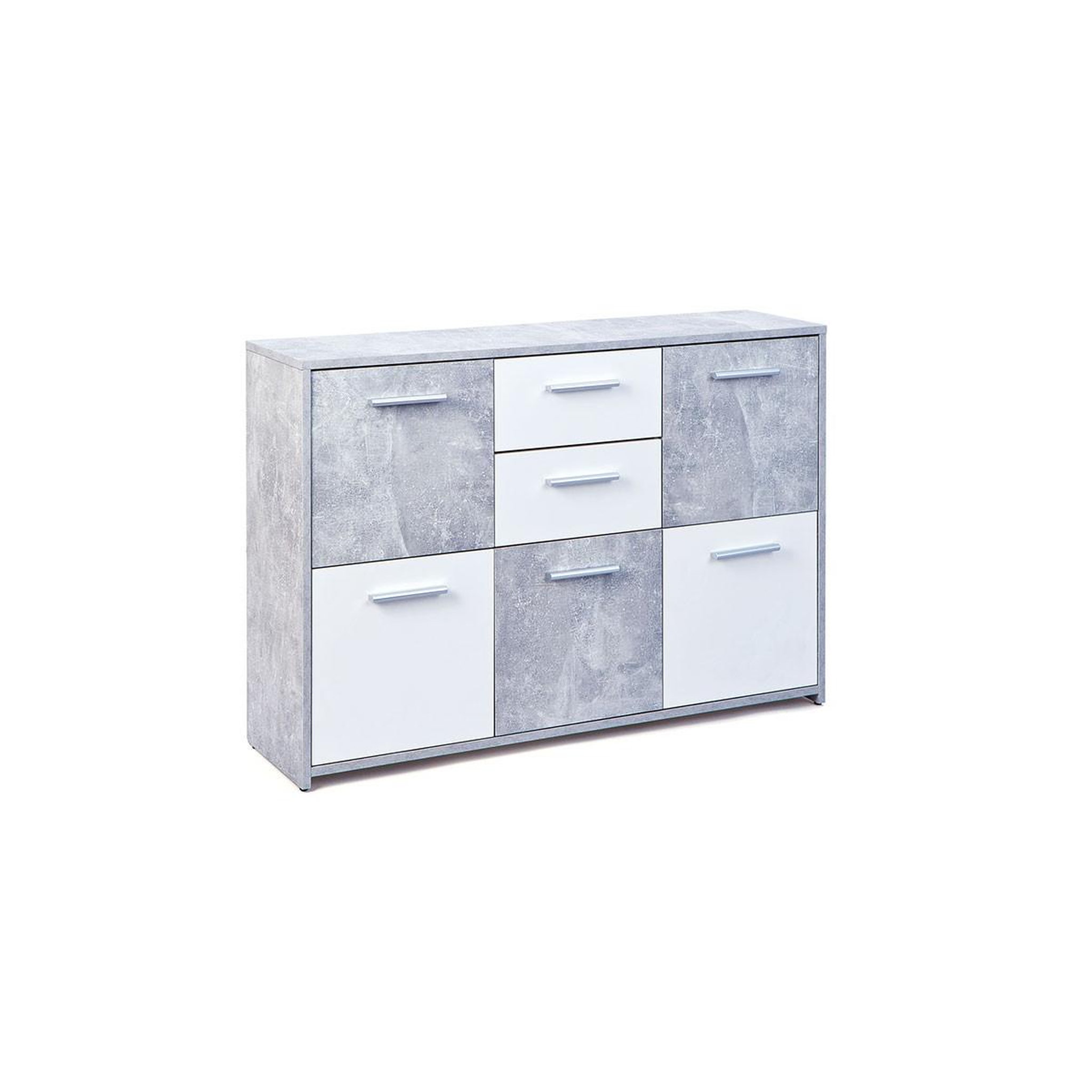 Voir la diapositive 2 : INTERLINK Commode design 5 portes  miller  gris & blanc