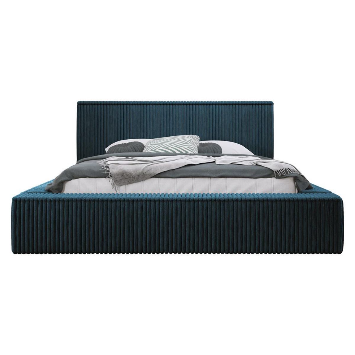 BEST MOBILIER Swan - lit coffre - 160x200 cm - sommier inclus - en velours côtelé grosses côtes