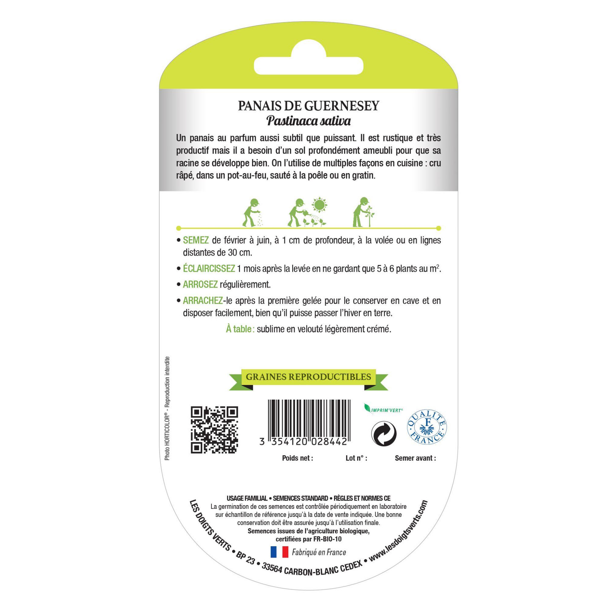 Voir la diapositive 2 : LES DOIGTS VERTS Graines de panais de Guernesey BIO Les Doigts Verts