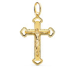 L'ATELIER D'AZUR Pendentif  - Médaille Christ sur la Croix Or 18 Carats 750 Jaune - Chaine Offerte