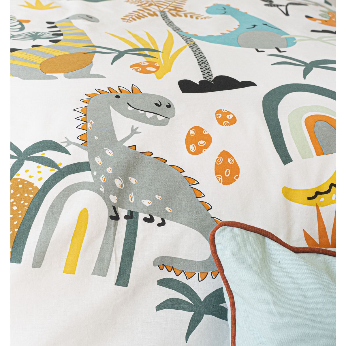 COTE DECO Parure housse de couette enfant coton 57 fils JURASSIK