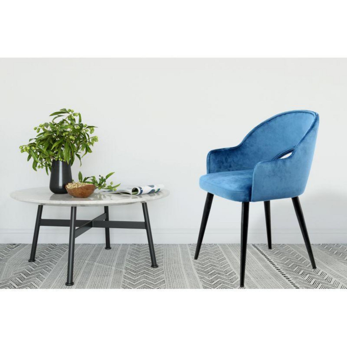 Paris Prix Lot de 2 Chaises en Velours  Joris  77cm Bleu