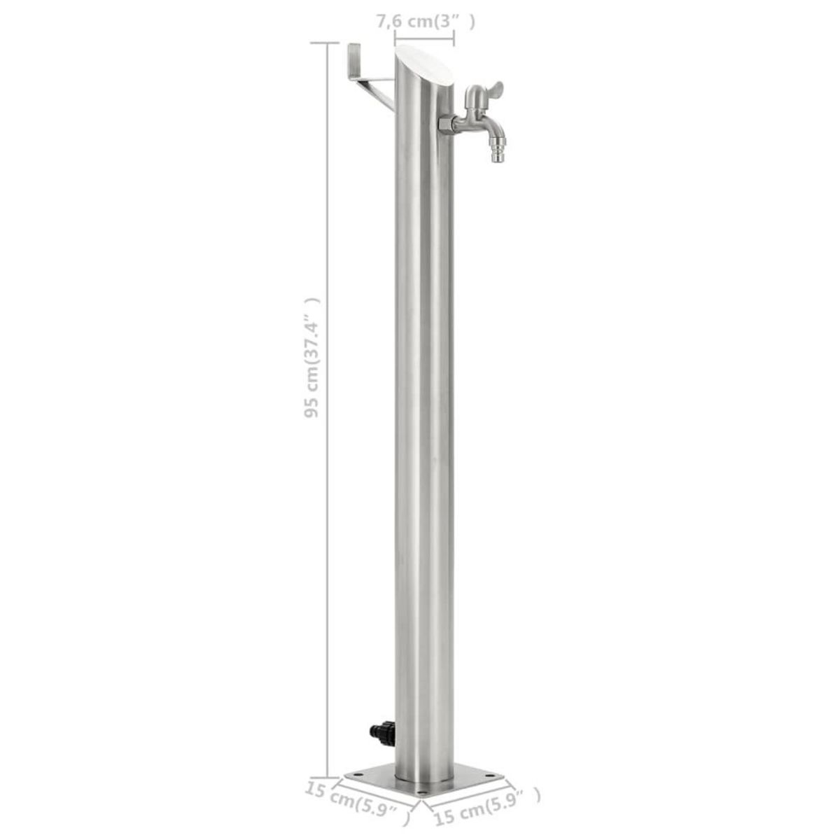 VIDAXL Colonne a eau de jardin ronde Acier inoxydable 95 cm