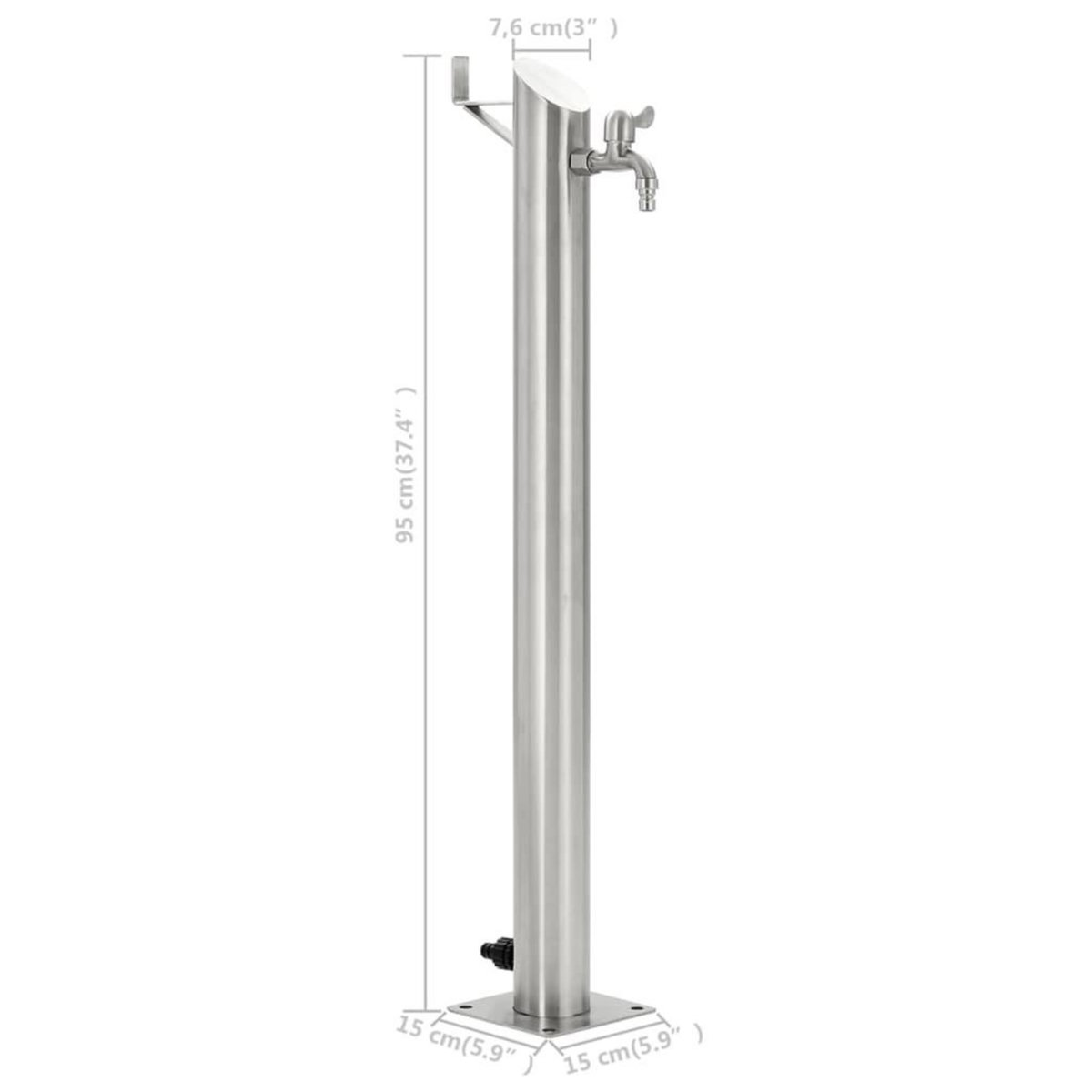 VIDAXL Colonne a eau de jardin ronde Acier inoxydable 95 cm