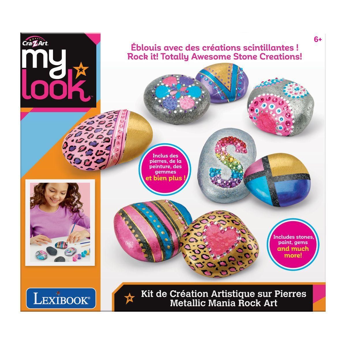 Lexibook Kit de Création Artistique sur Pierres avec Effet Métallique