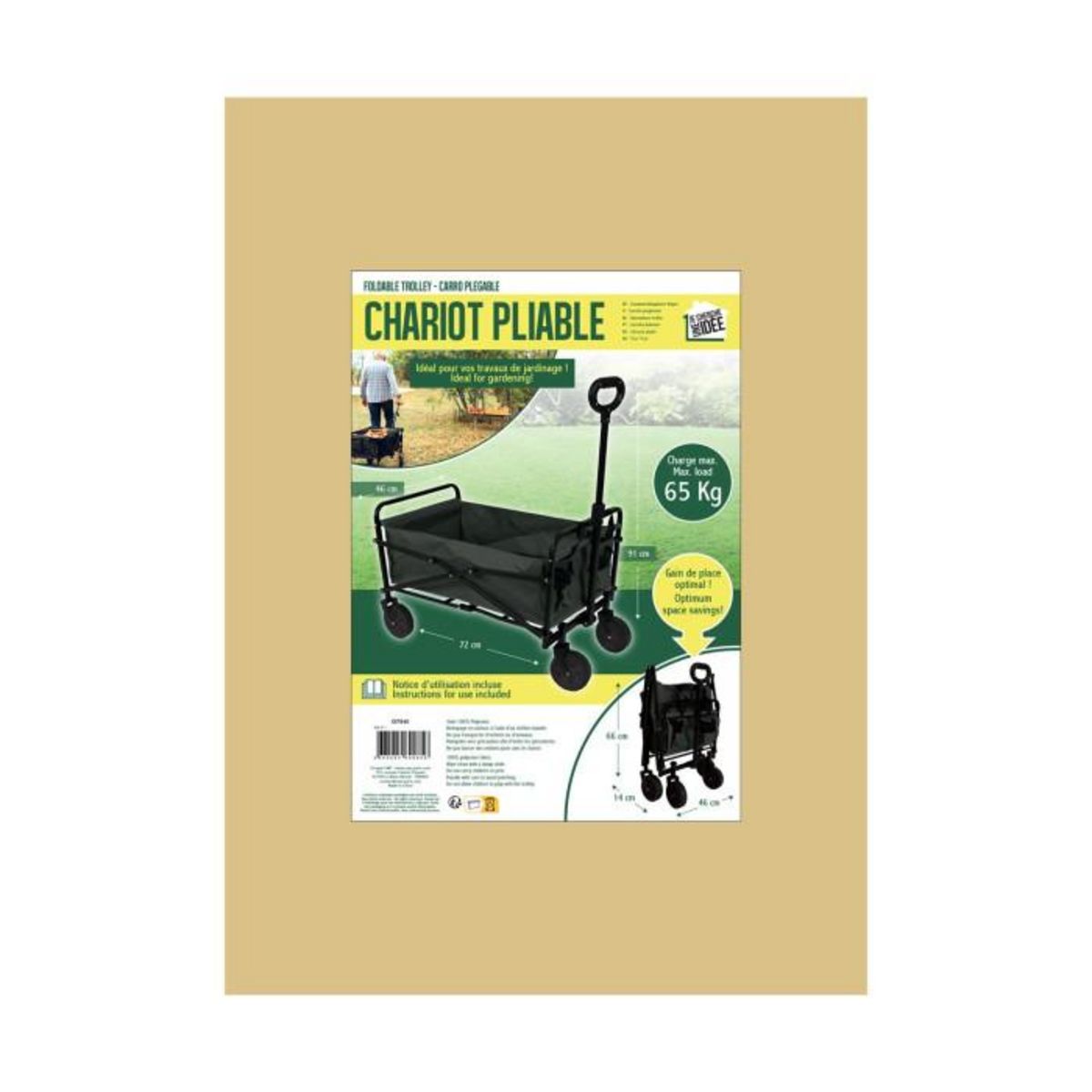 Paris Prix Chariot de Transport Pliable  Tout terrain  91cm Noir