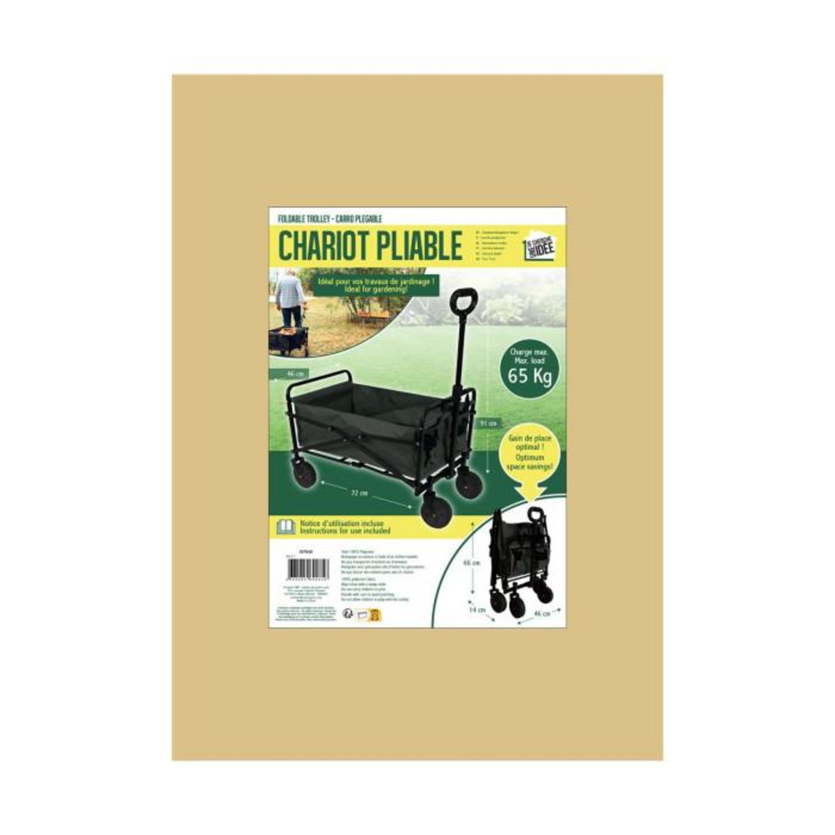 Paris Prix Chariot de Transport Pliable  Tout terrain  91cm Noir