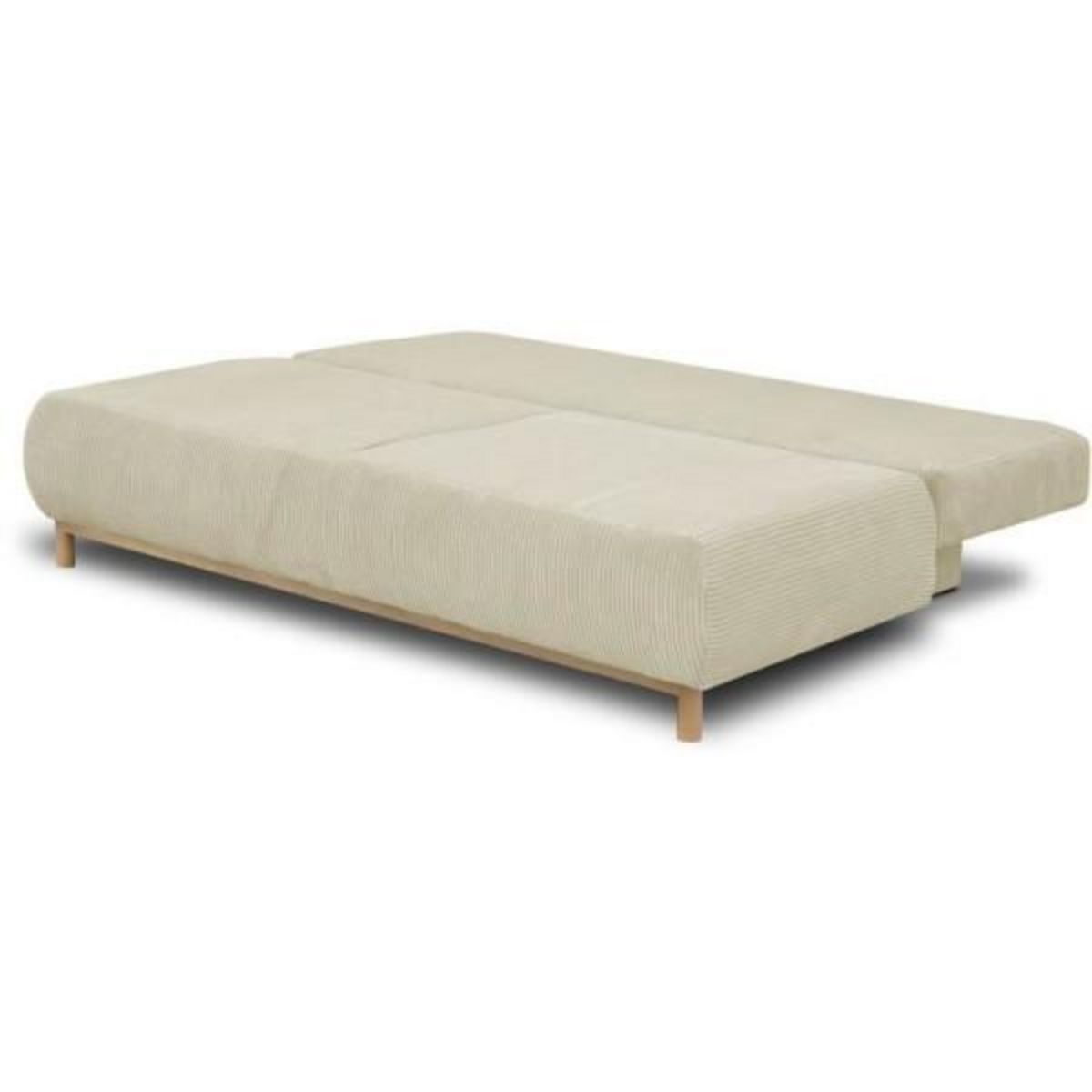 MARKET24 Banquette convertible 3 places MIKA - Velours côtelé Beige - Coffre de rangement - L 192 x H 84 x P 93 cm