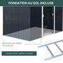Voir la diapositive 3 : OUTSUNNY Abri de jardin - remise pour outils - cabanon double porte coulissante - fondation incluse - dim. 277L x 191l x 192H cm - tôle d'acier ondulée anthracite