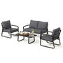 Voir la diapositive 5 : OUTSUNNY Salon de jardin design noir 4 places 4 pièces épais coussins déhoussables
