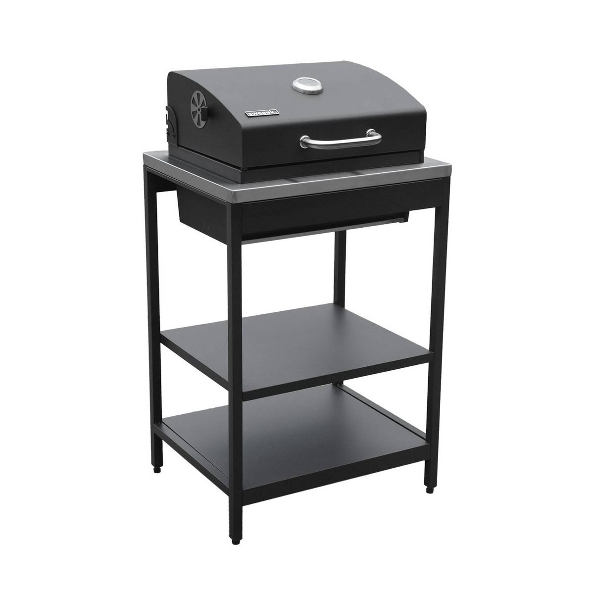 SWEEEK Cuisine extérieure Naxos 2 modules acier inoxydable barbecue au charbon avec évier