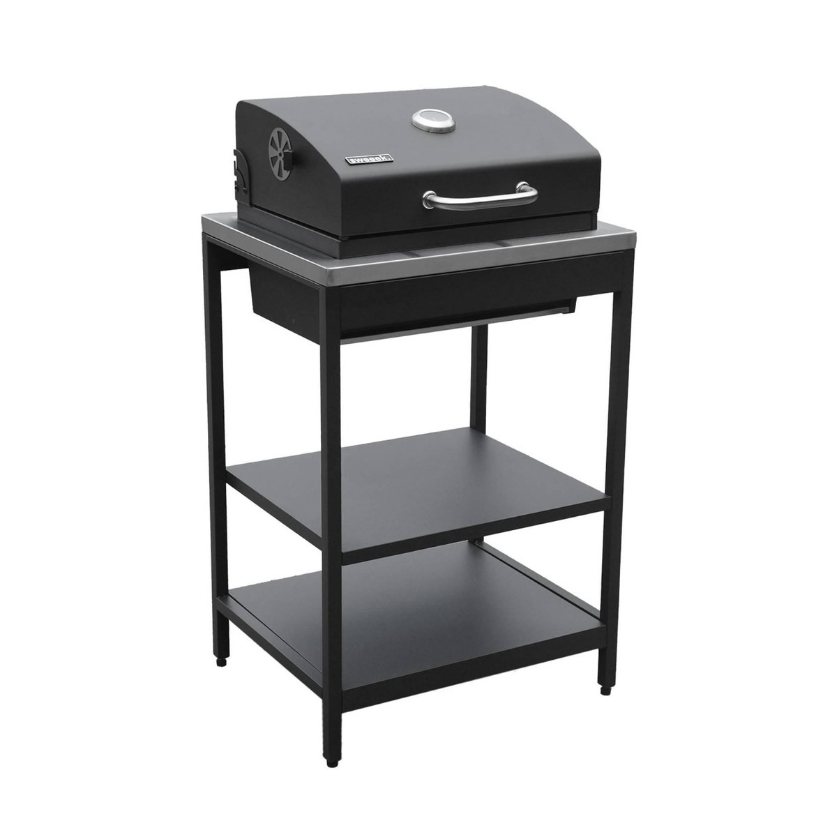 SWEEEK Cuisine extérieure Naxos 2 modules acier inoxydable barbecue au charbon avec évier