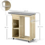 Voir la diapositive 3 : HOMCOM Table à repasser sur roulettes - 2 tringles, 2 niches, tiroir, support fer - toile planche incluse effet bois clair gris