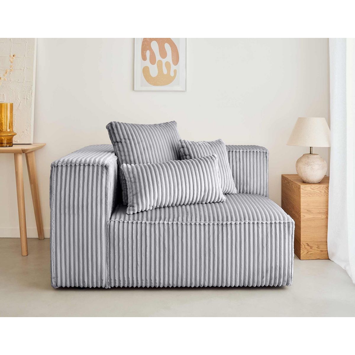 LISA DESIGN Colombine - module d'assise gauche - en velours côtelé grosses côtes