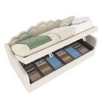 MERAX Lit coffre rembourré 90x200cm. Coloris disponibles : Beige, Rose