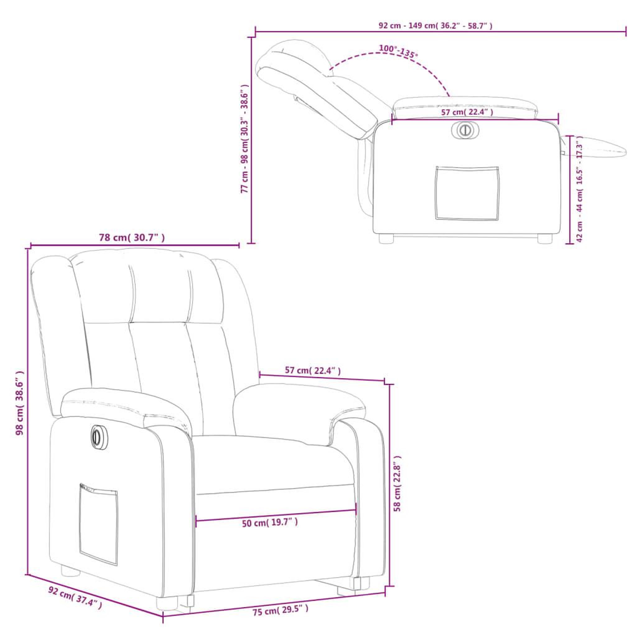 Voir la diapositive 6 : VIDAXL Fauteuil inclinable electrique gris fonce tissu