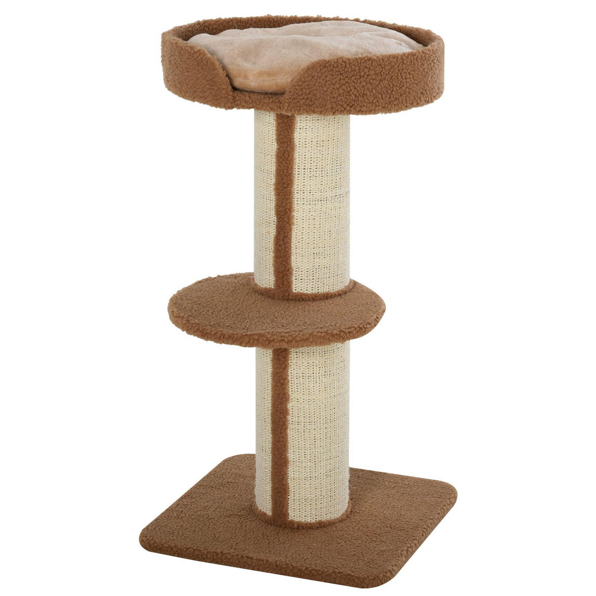PAWHUT Arbre à chat avec griffoir centre d'activités 2 plateformes coussin marron