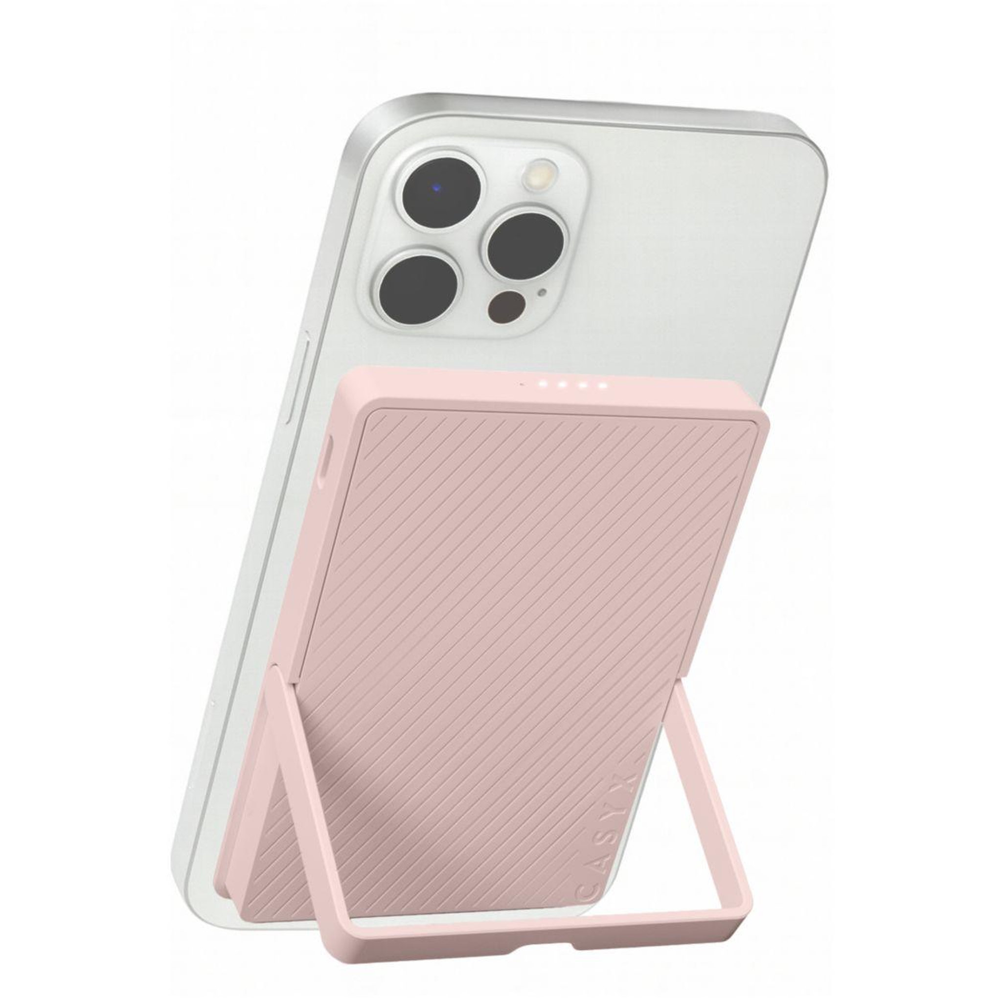 CASYX Batterie externe 5000 mah qi2 magsafe avec bequille rose