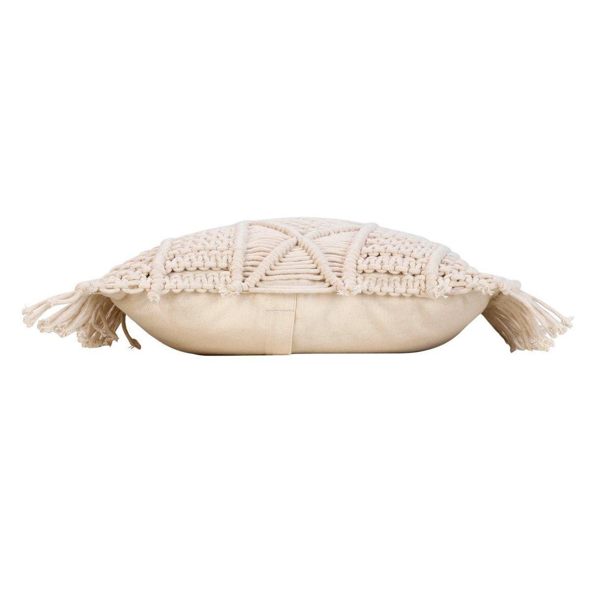 Voir la diapositive 2 : Douceur d'Intérieur Coussin déco à franges  macralina  40x40cm beige