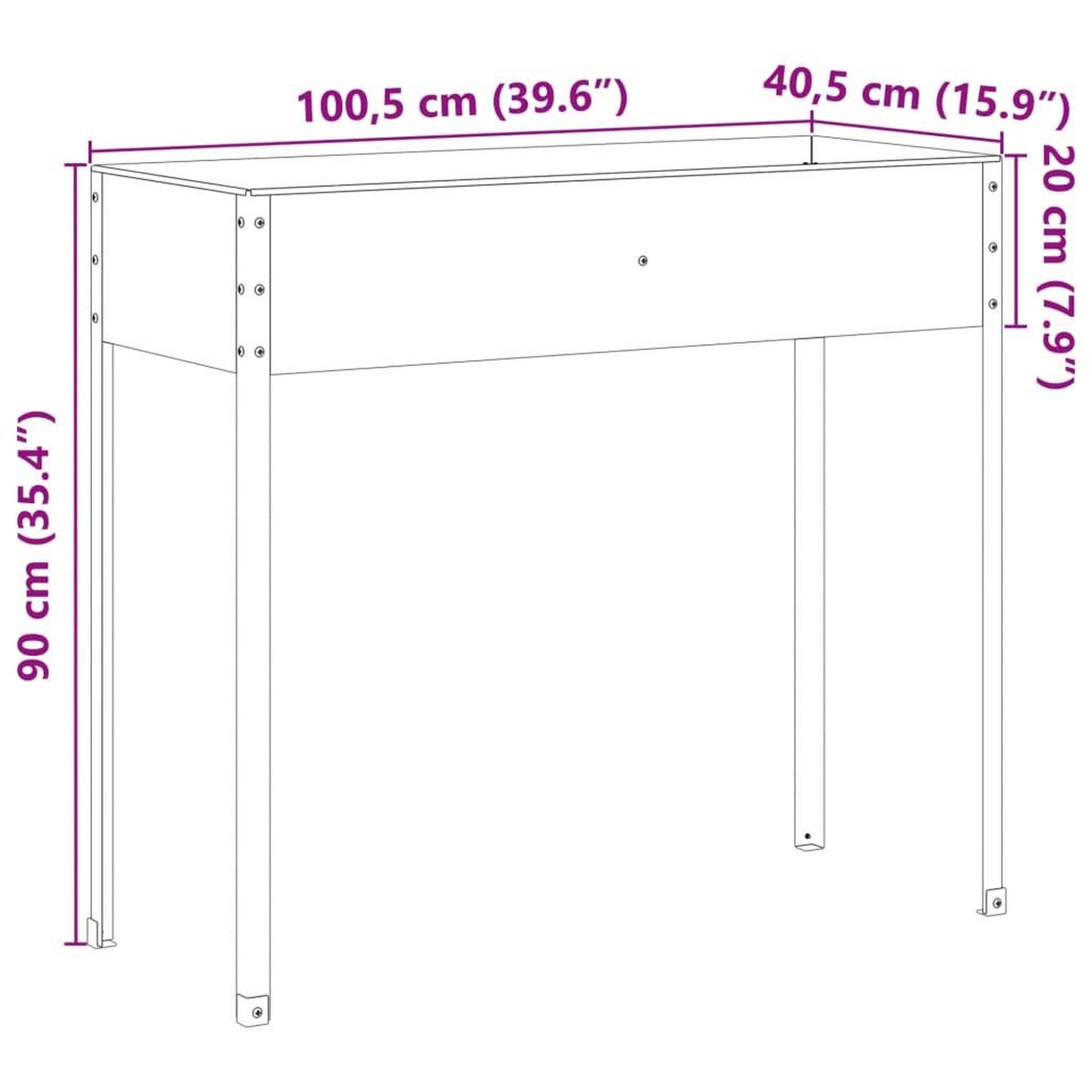 Voir la diapositive 6 : VIDAXL Jardiniere 100,5x40,5x90 cm acier resistant aux intemperies
