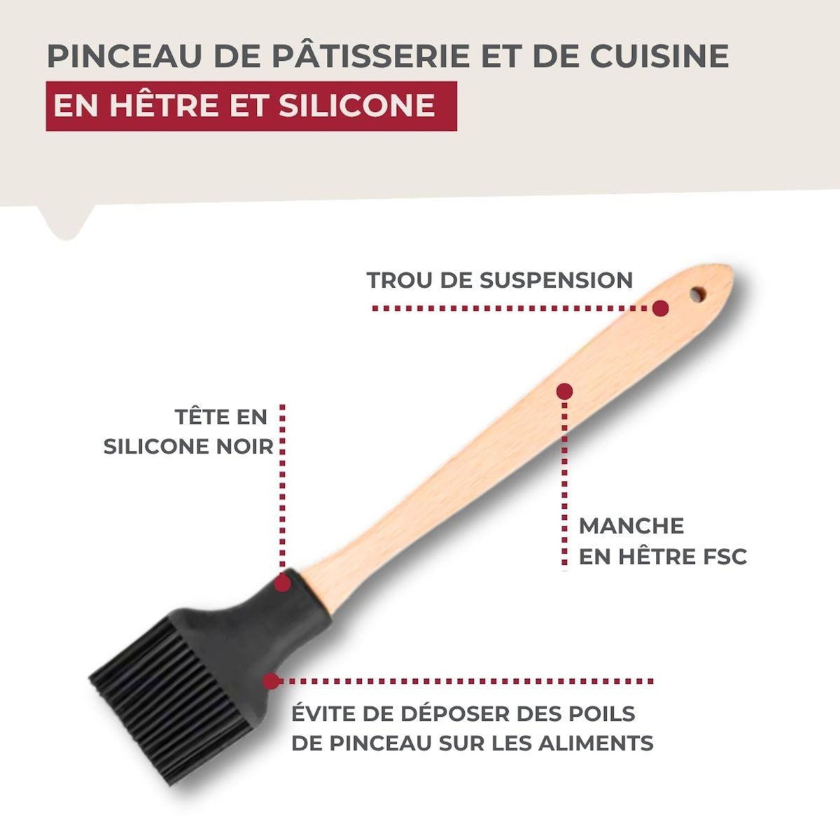 Fackelmann Pinceau de cuisine silicone 29 cm Fackelmann Acacia